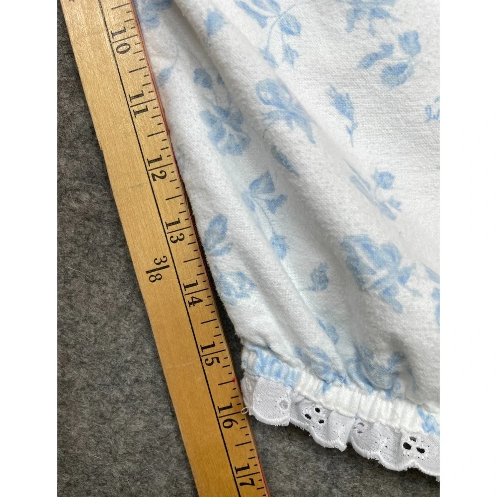 Lanz of Salzburg Nightgown White Blue Large Floral Flannel